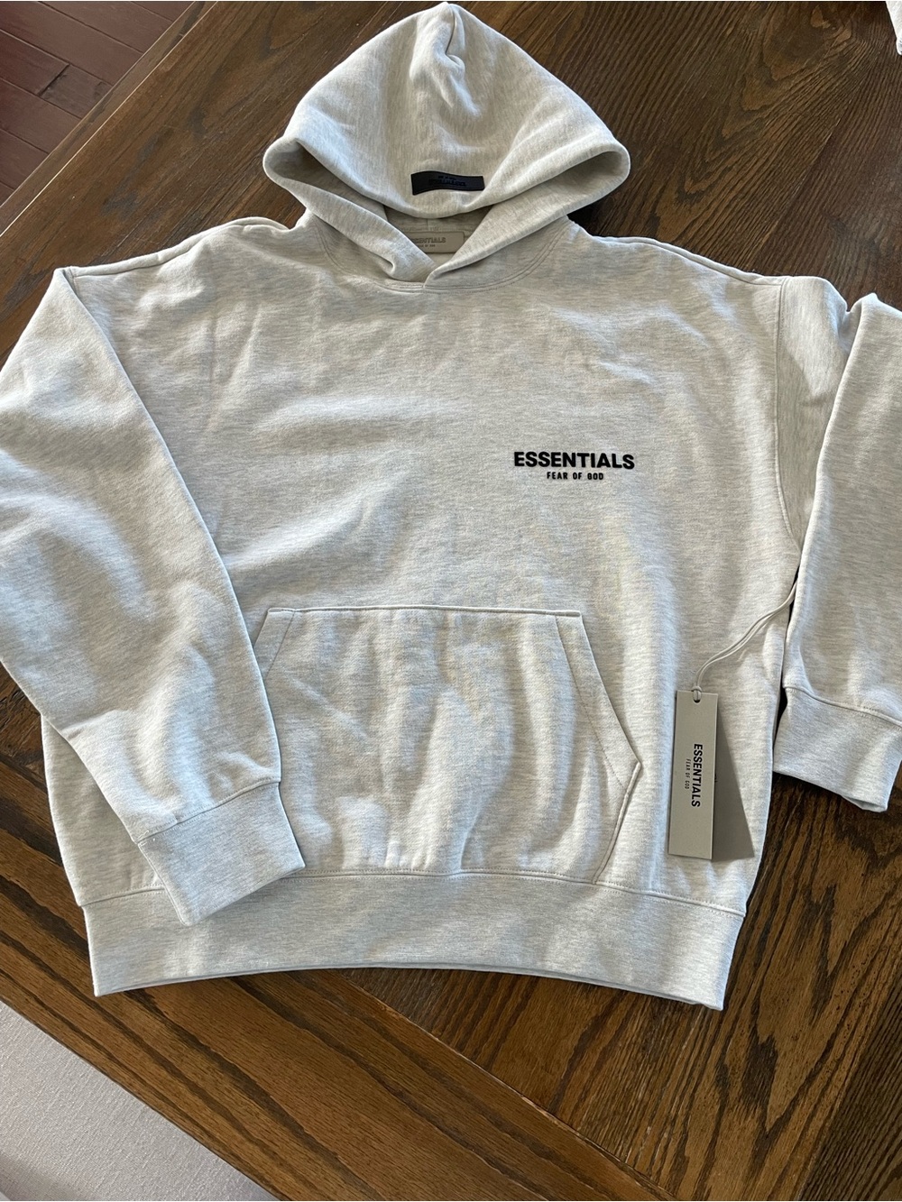 Men’s Fear of God ESSENTIALS Heather Grey/Black Pullover Hoodie